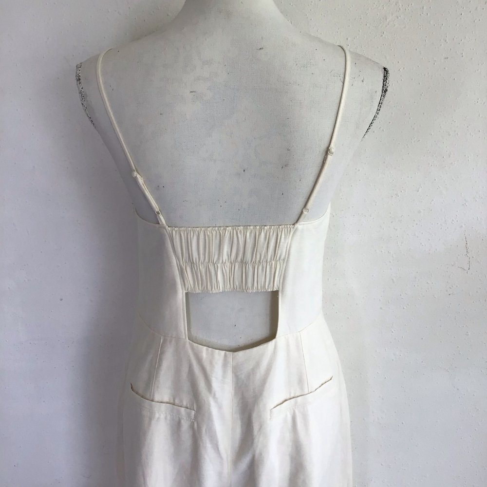Club Monaco Women Elegant Buttery Cream Yellow Sleeveless Jumpsuit Size 6 - Picture 11 of 16